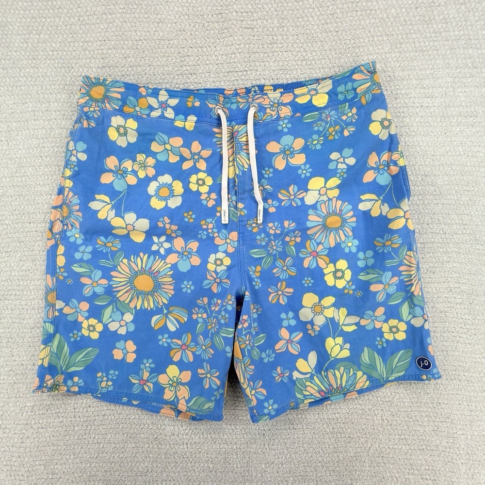 Johnnie-O Breslin Swim Trunks Mens Large Blue Floral Lined Pockets Aloha Beach
